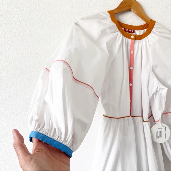 Staud Demi Colorblock-Trimmed Mini Dress - Picture 4 of 9